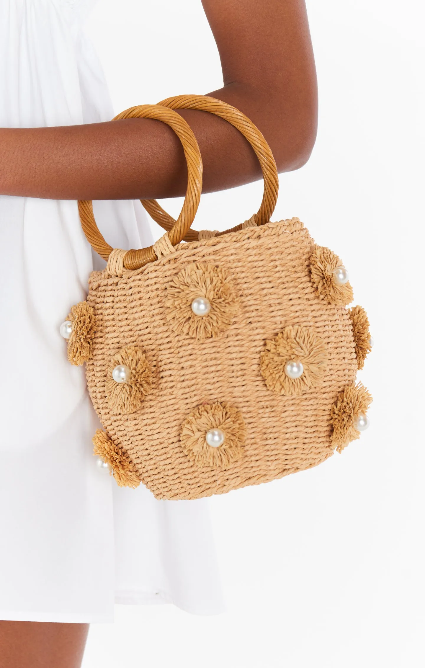 Elia Straw Bag ~ Natural/White