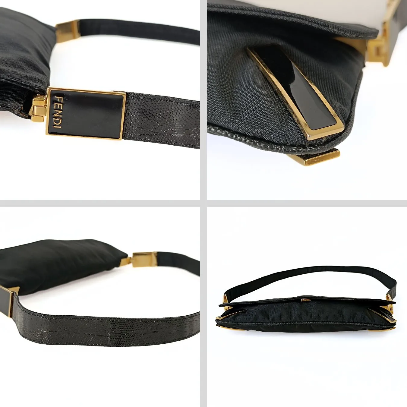 Fendi Fendi vintage baguette in nylon and snakeskin - '10s