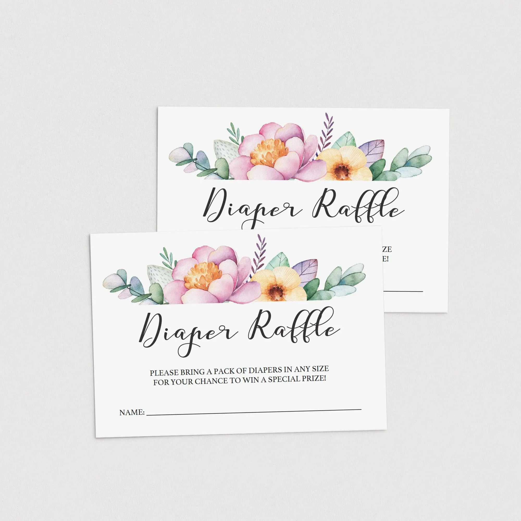 Flower Baby Shower Diaper Raffle Ticket Template