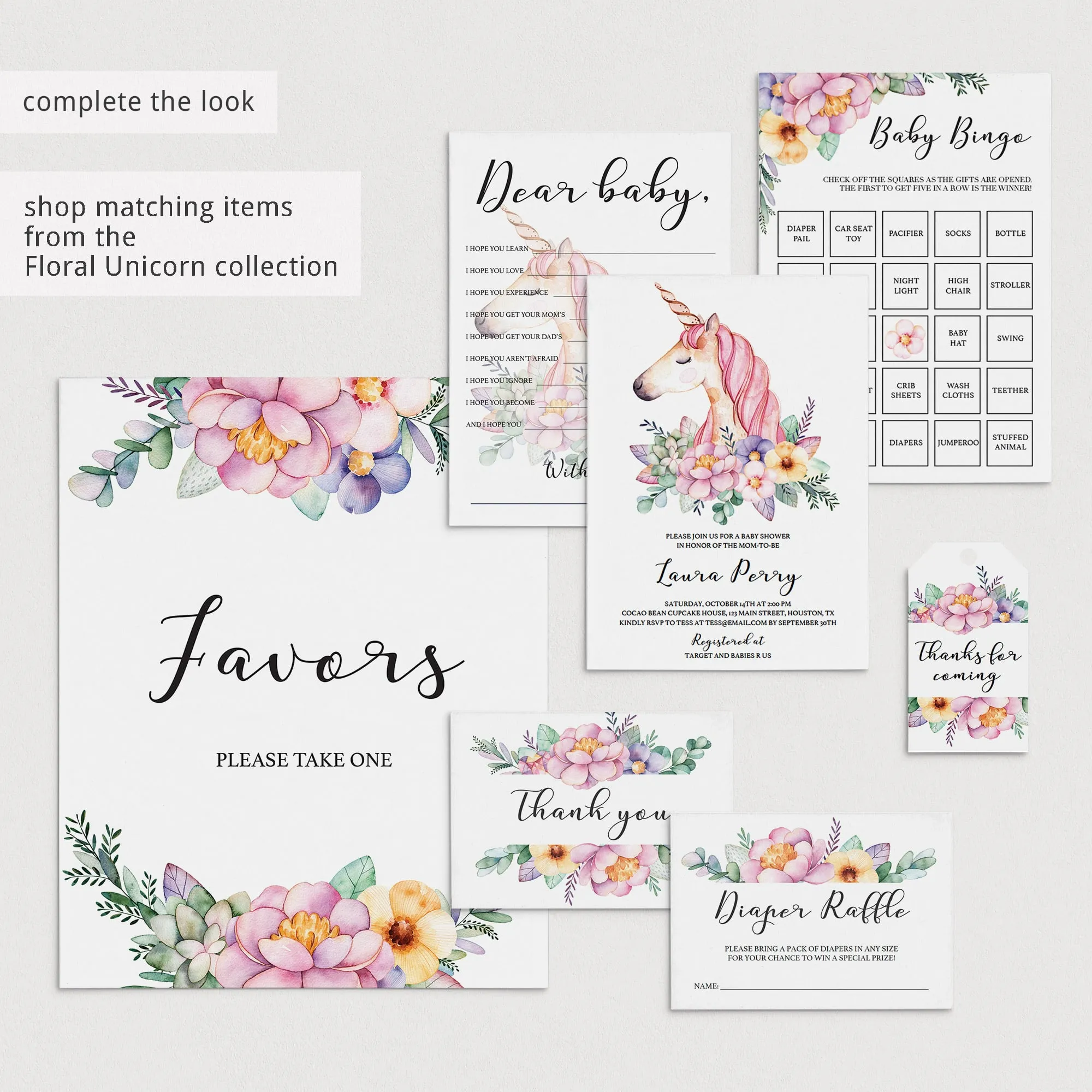 Flower Baby Shower Diaper Raffle Ticket Template