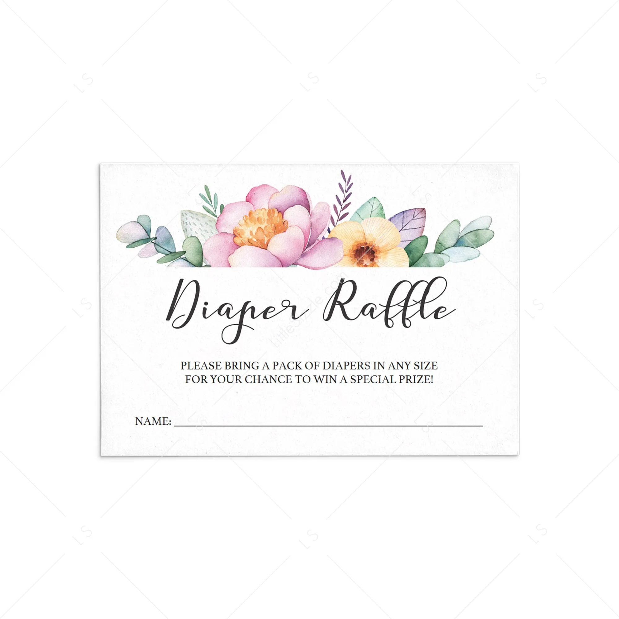 Flower Baby Shower Diaper Raffle Ticket Template