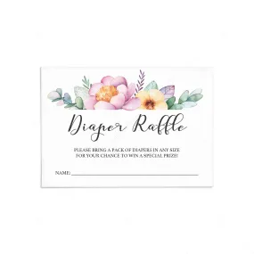 Flower Baby Shower Diaper Raffle Ticket Template