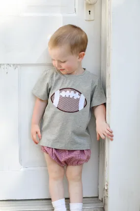 Football Applique Maroon Gingham Diaper Set