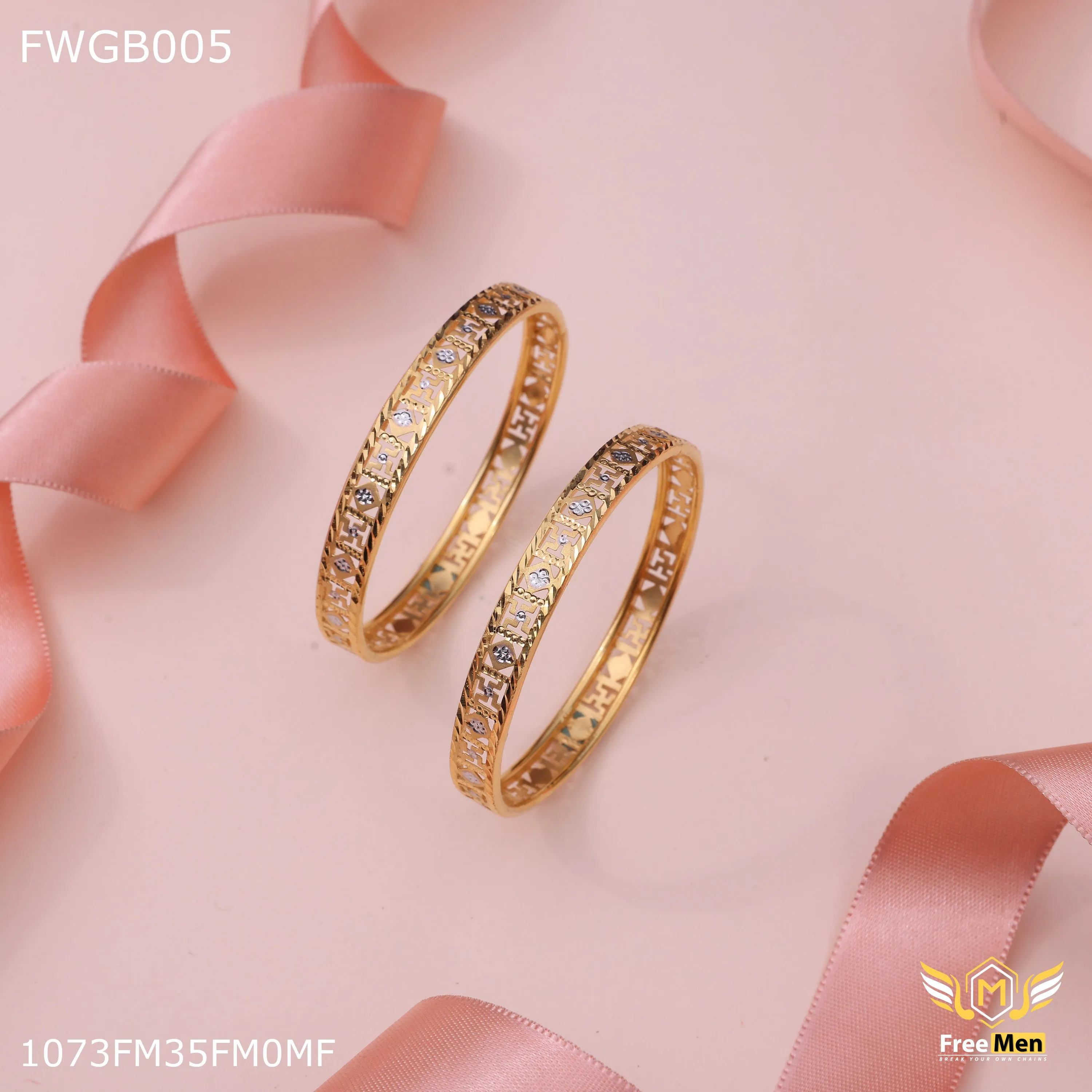 Freemen 1mg Sathiya Bangles woth rhodium gold plated for women - FWGB005