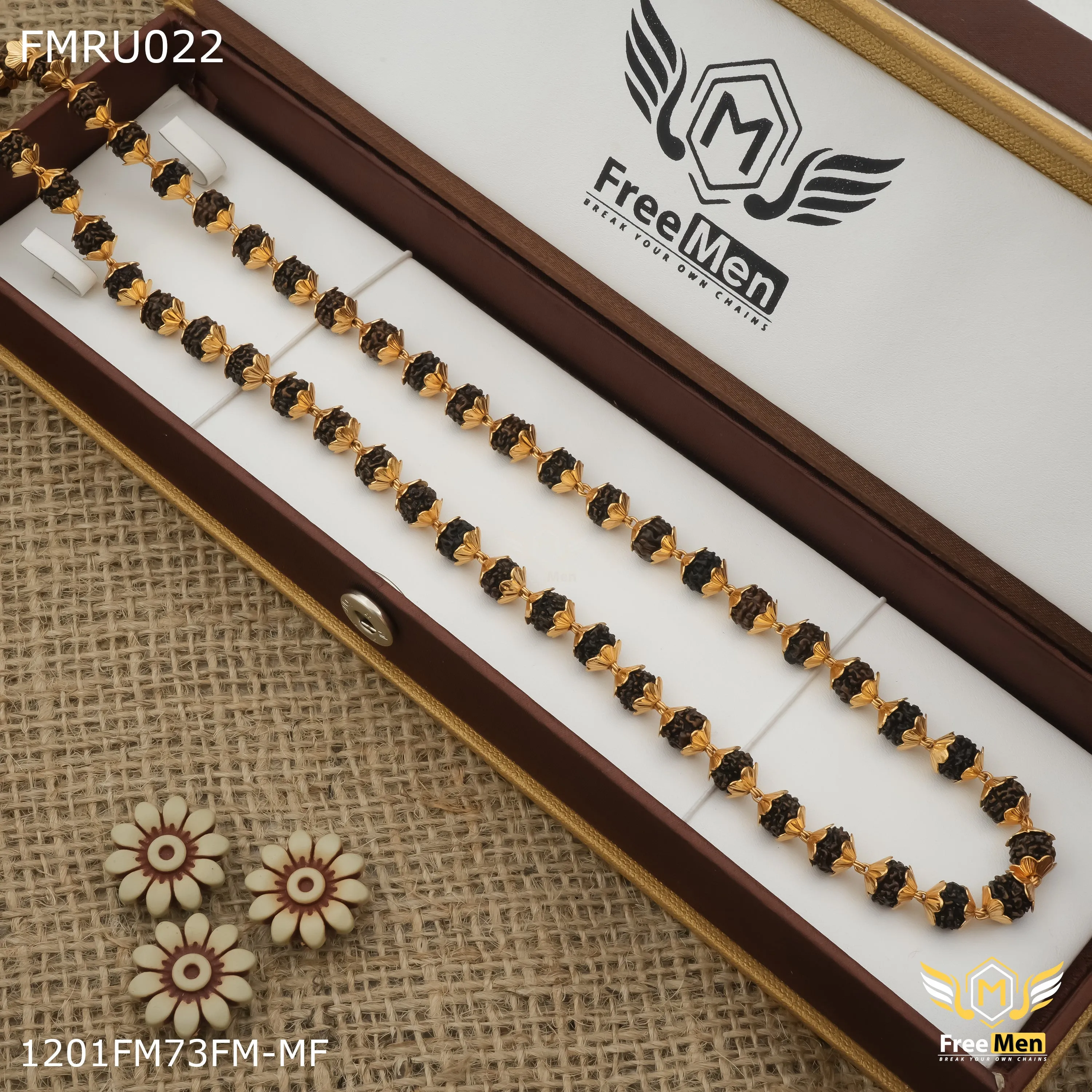 Freemen braun color 7 mm rudraksha mala for Man - FMRU022