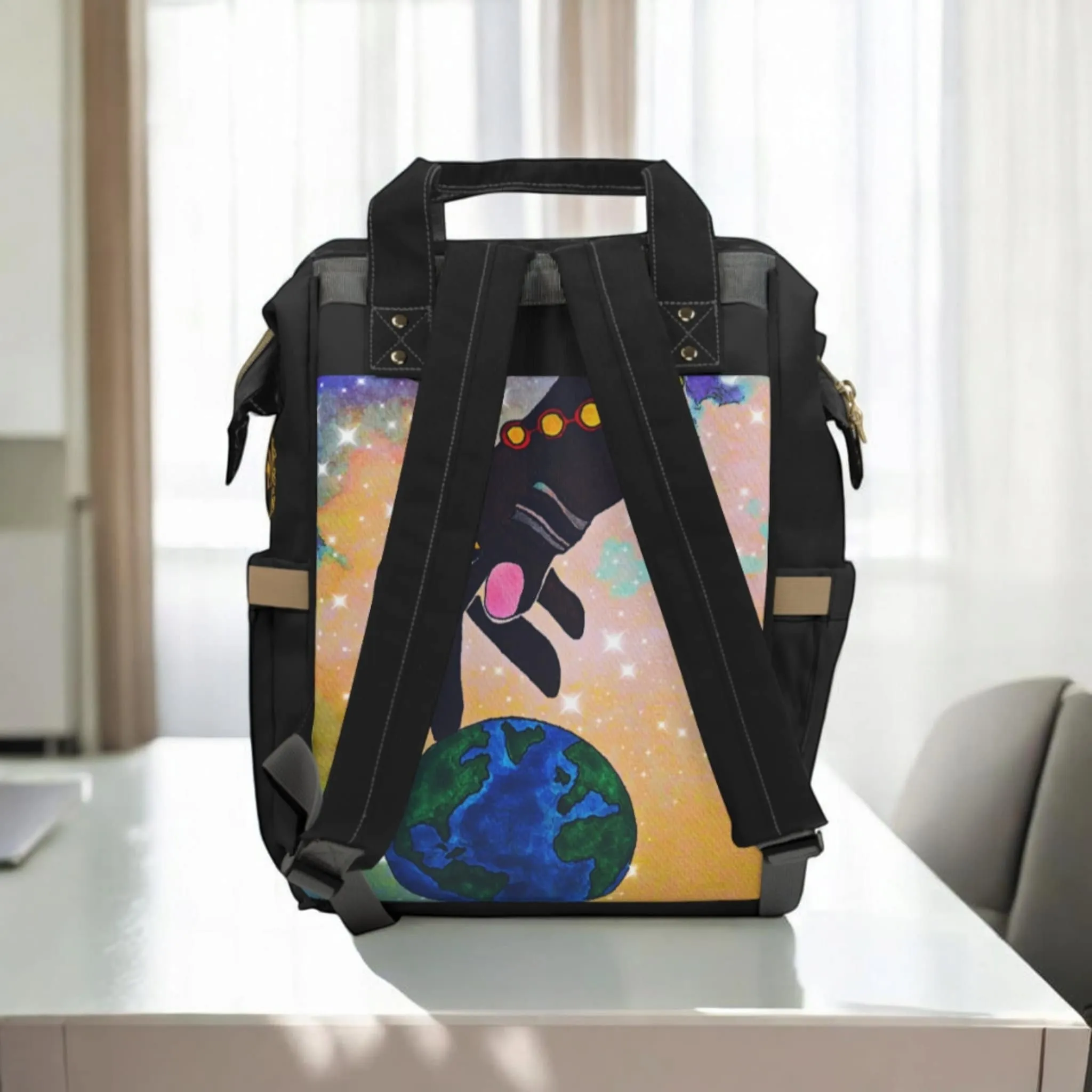 Galaxy-Inspired Multifunctional Diaper Bag - Artisan Sketch, Spacious Organizer