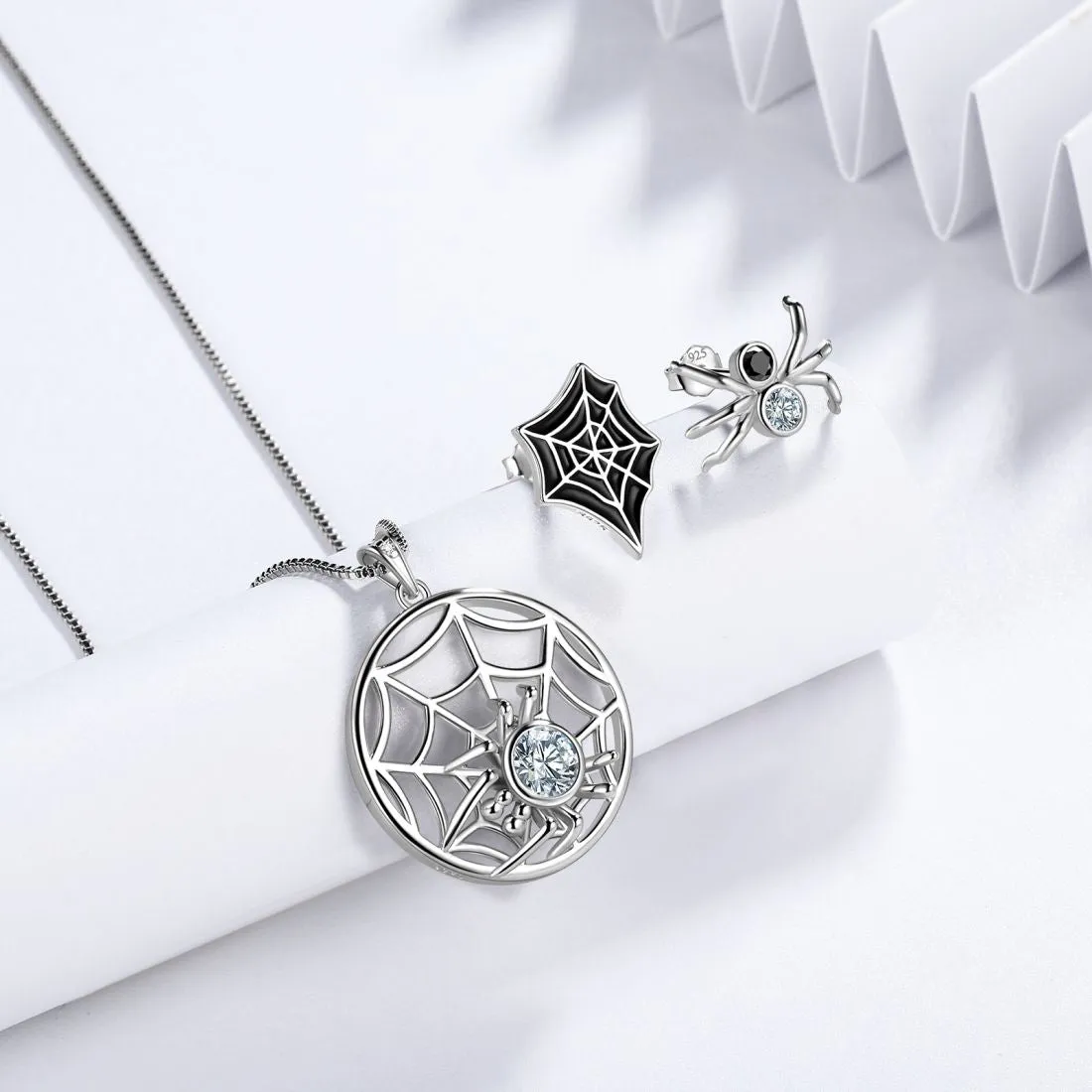 Halloween Spider Jewelry Set Earrings Necklace Women Jewelry 925 Sterling Silver
