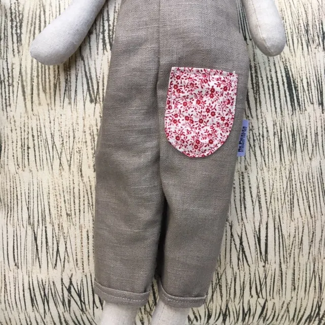 Hand Made Linen Soft Toy - Teddy
