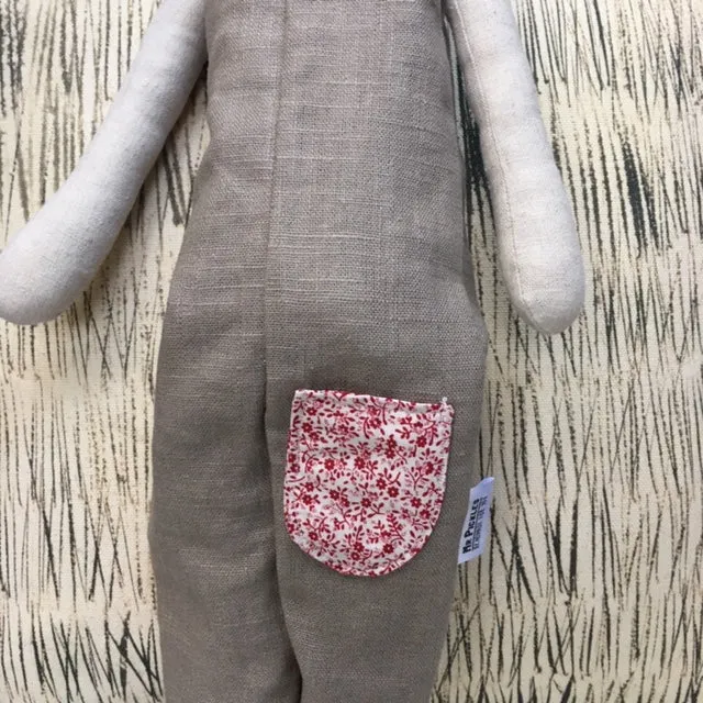 Hand Made Linen Soft Toy - Teddy