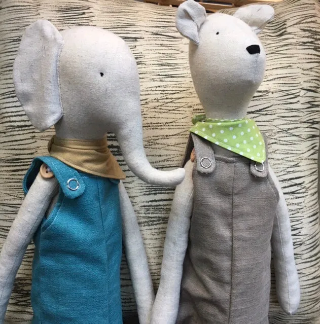Hand Made Linen Soft Toy - Teddy