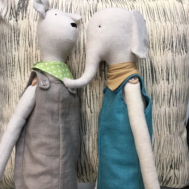 Hand Made Linen Soft Toy - Teddy