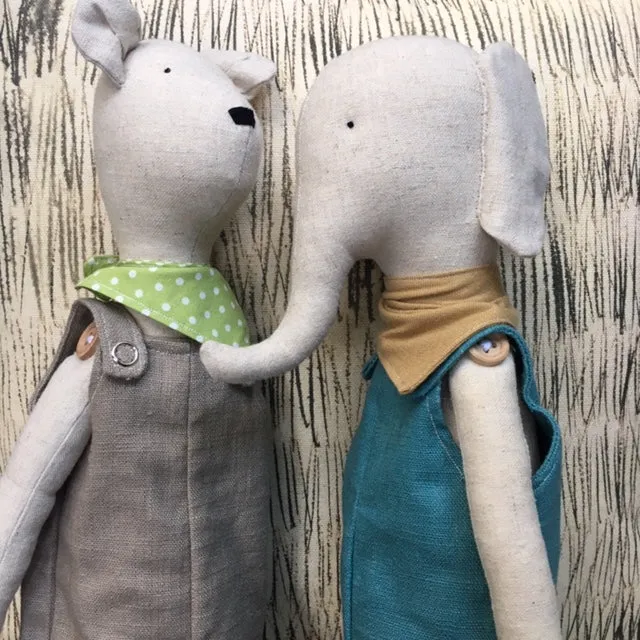 Hand Made Linen Soft Toy - Teddy
