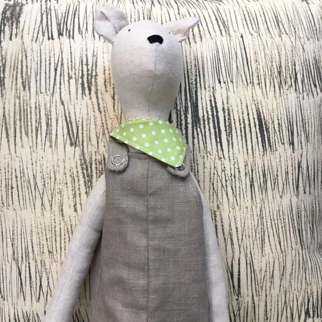 Hand Made Linen Soft Toy - Teddy