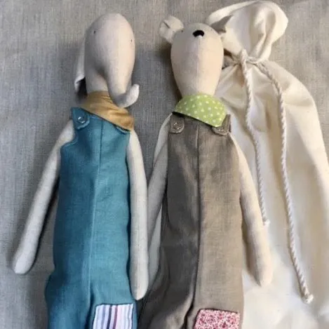 Hand Made Linen Soft Toy - Teddy