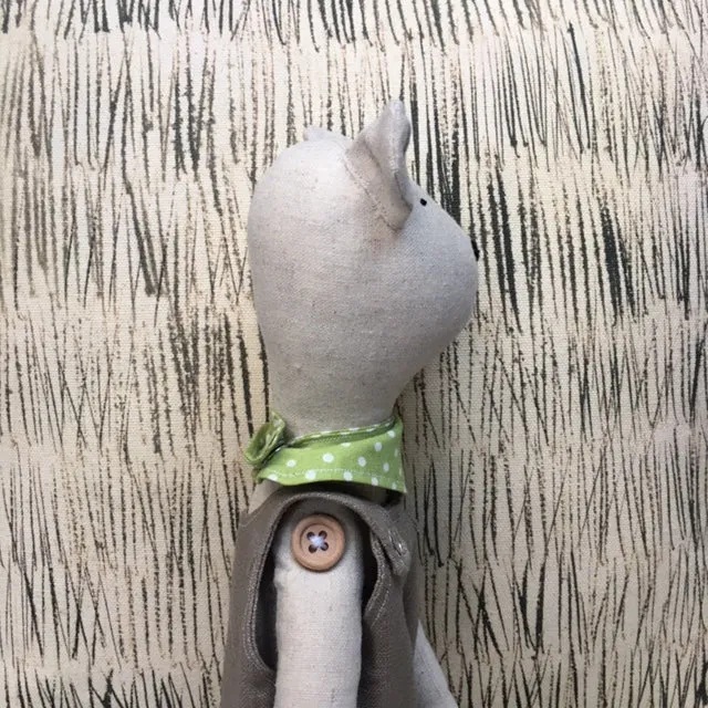 Hand Made Linen Soft Toy - Teddy
