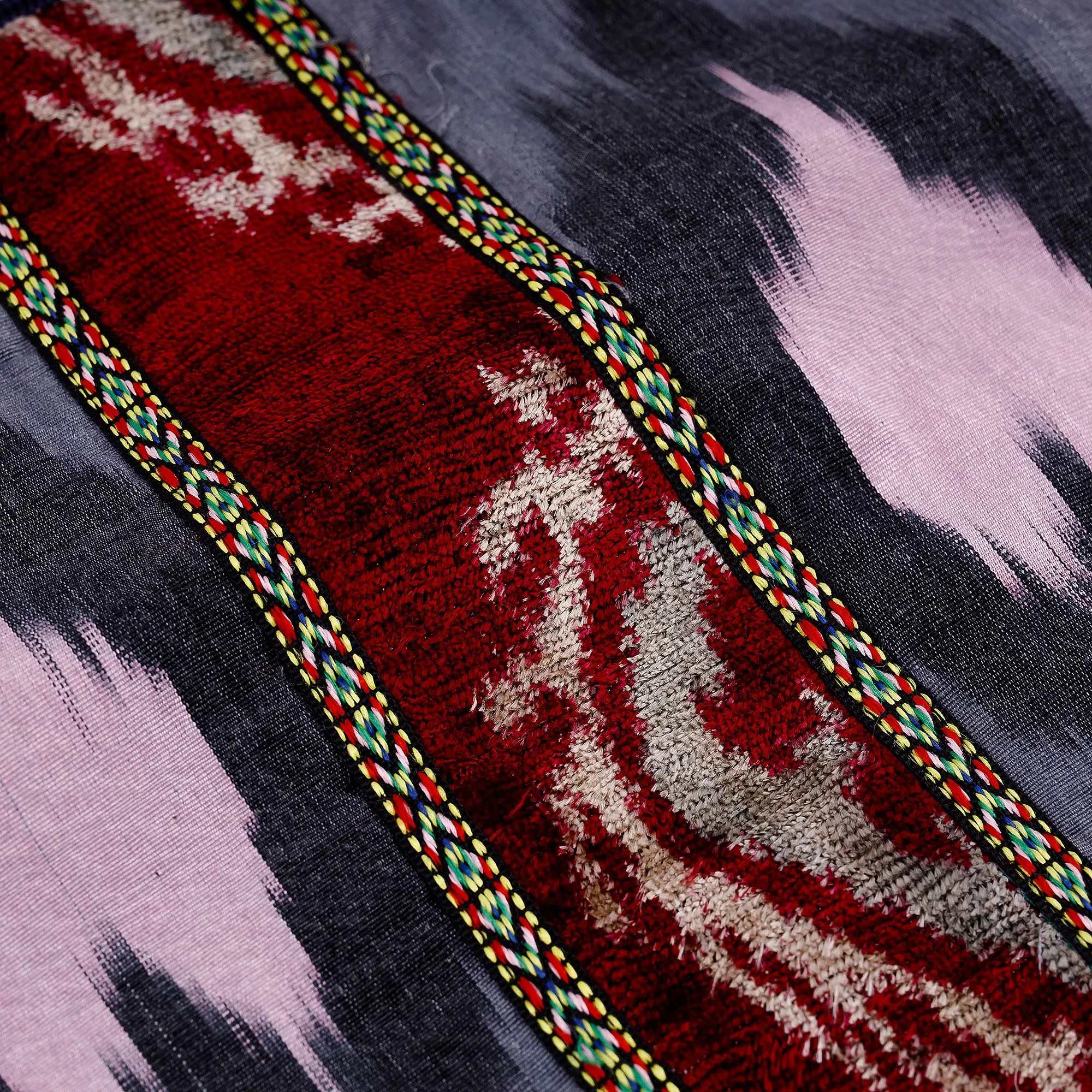 Handcrafted Silk and Velvet Sling in Grey and Blue Hues - Pink Vitality | NOVICA