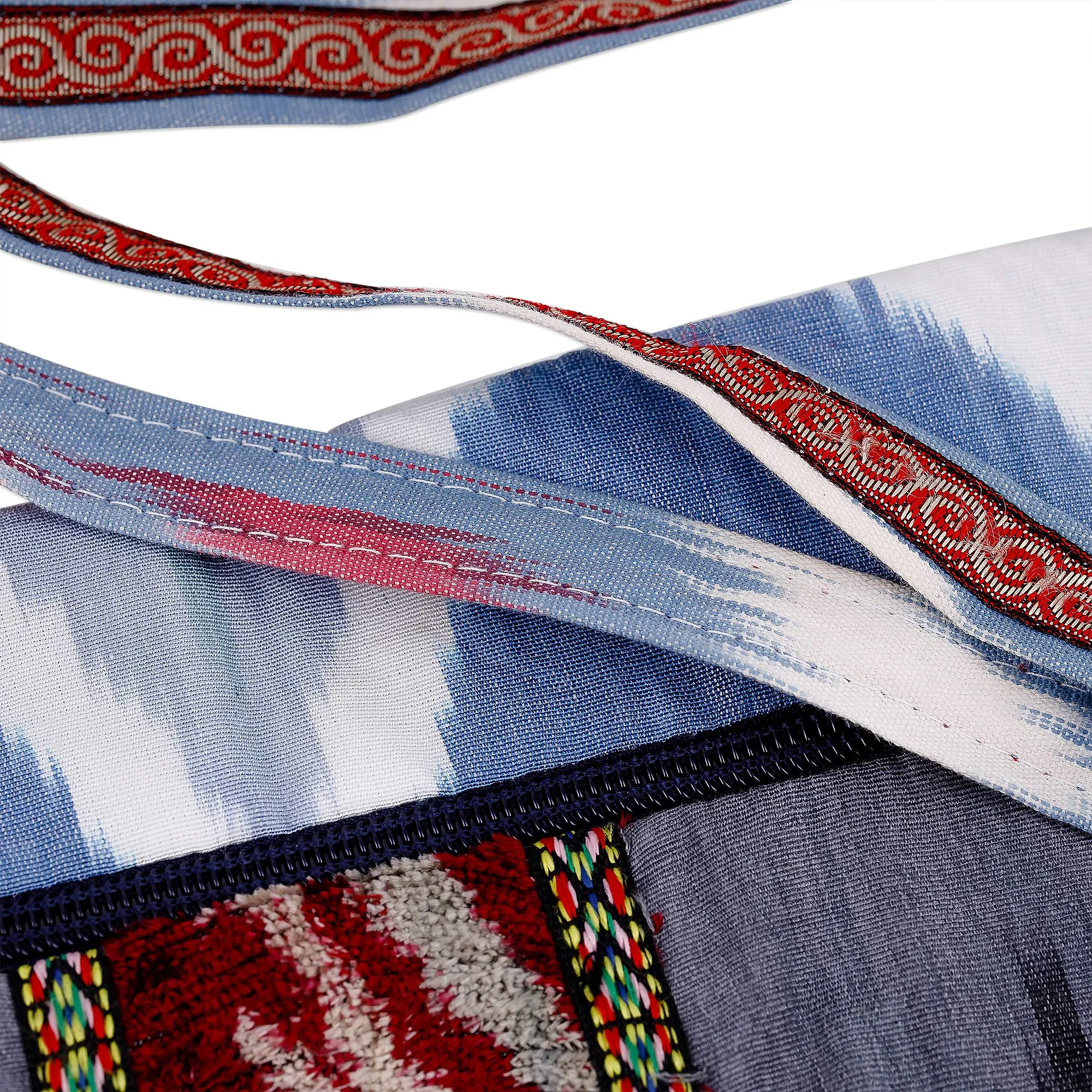 Handcrafted Silk and Velvet Sling in Grey and Blue Hues - Pink Vitality | NOVICA