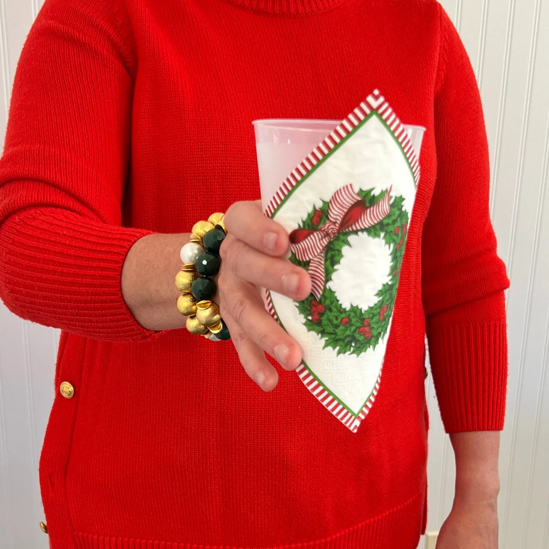 Holly Wreath Paper Cocktail Napkins