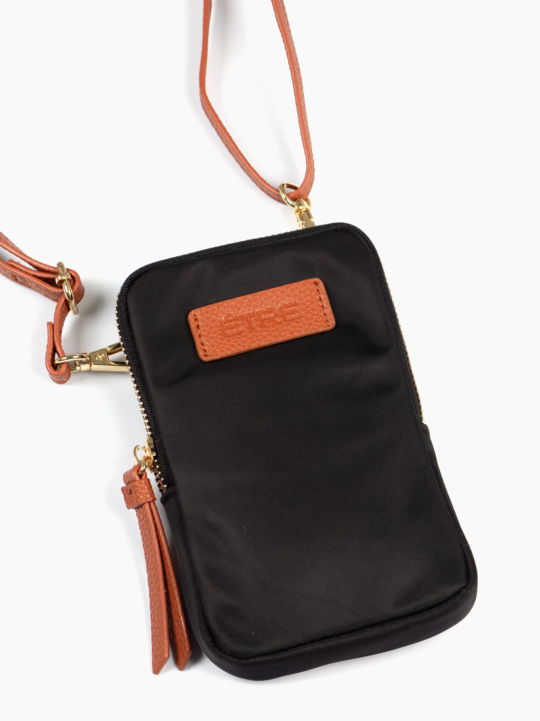Ivy Crossbody Phone Bag - Black, Nylon/PU