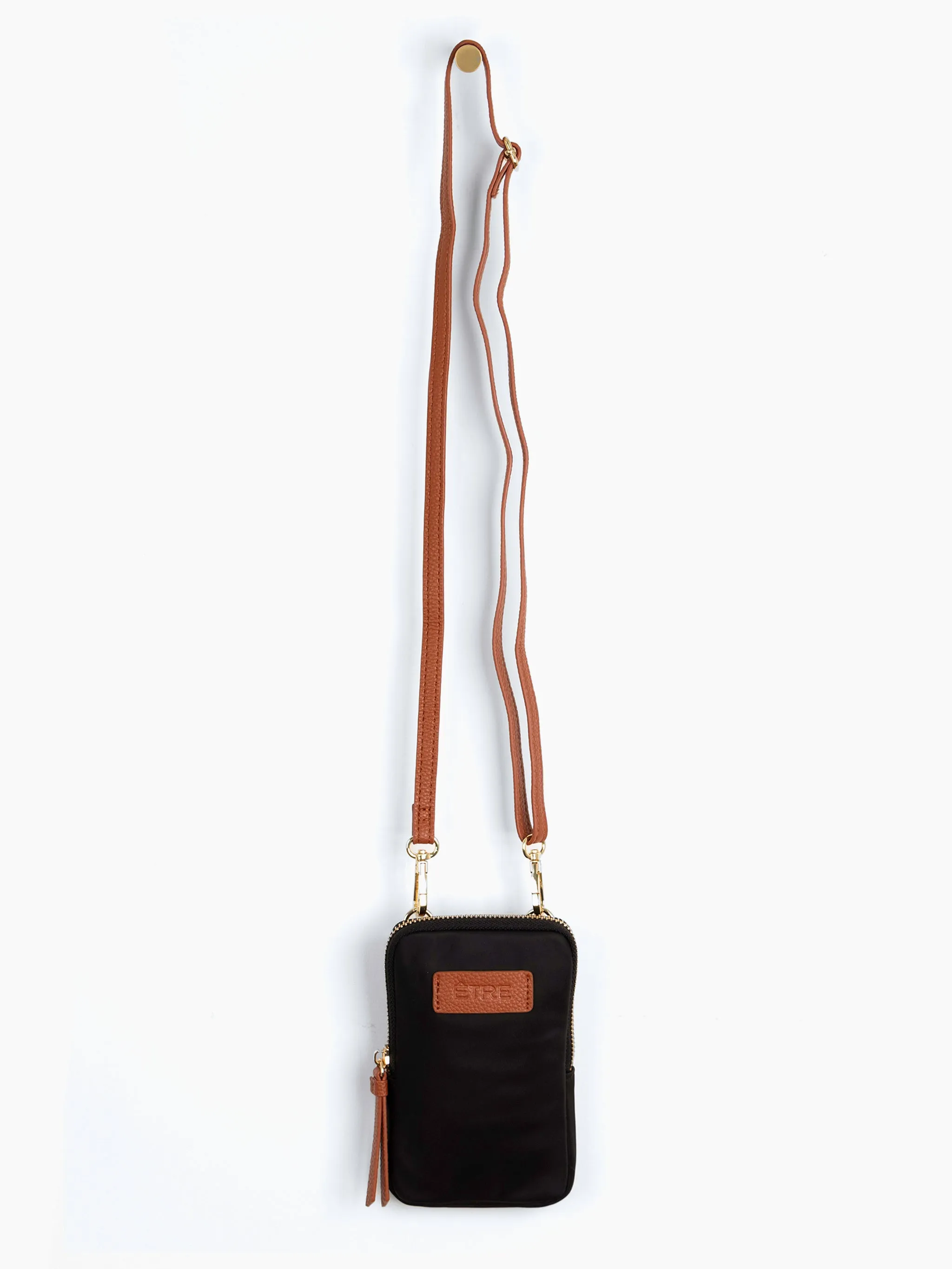Ivy Crossbody Phone Bag - Black, Nylon/PU