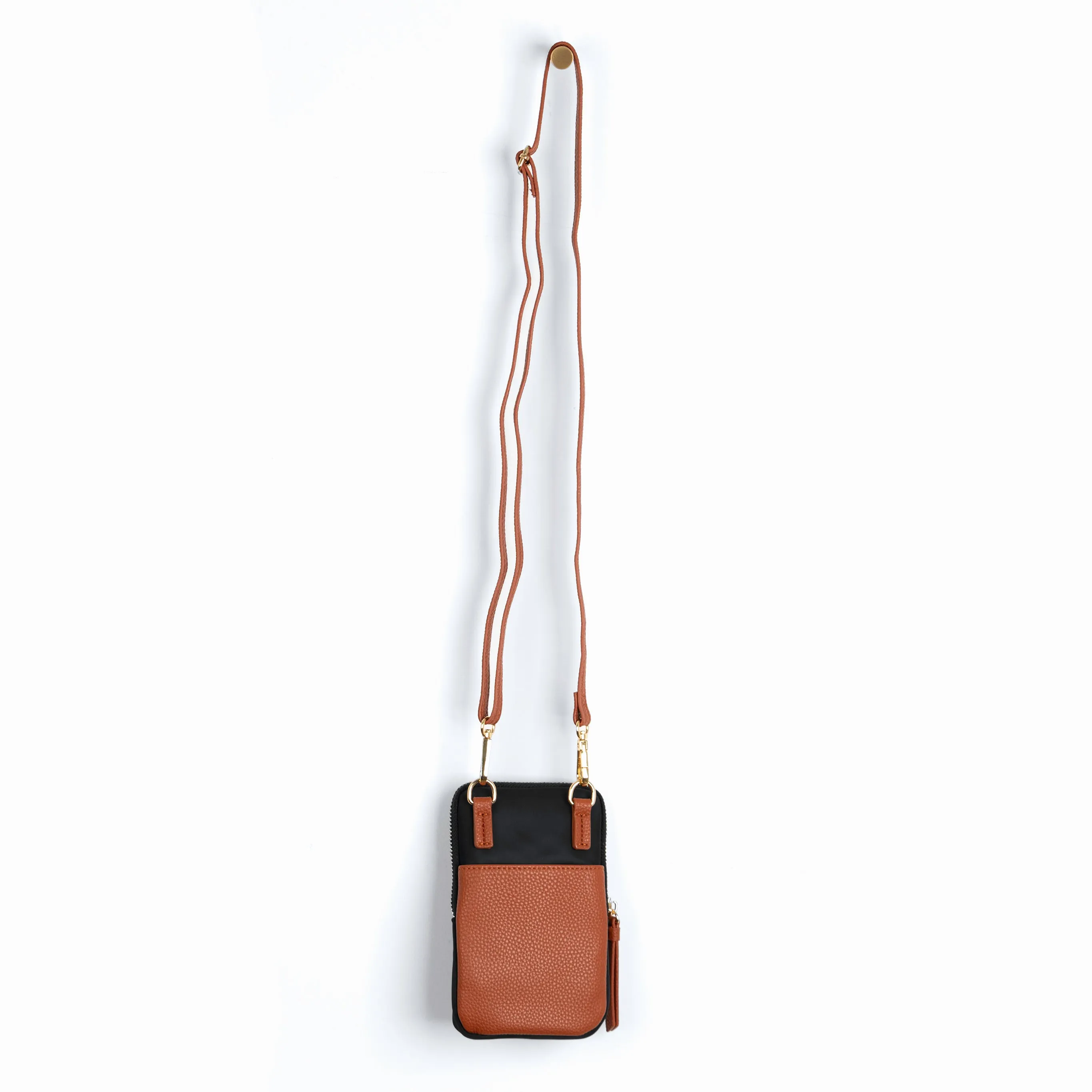 Ivy Crossbody Phone Bag - Black, Nylon/PU