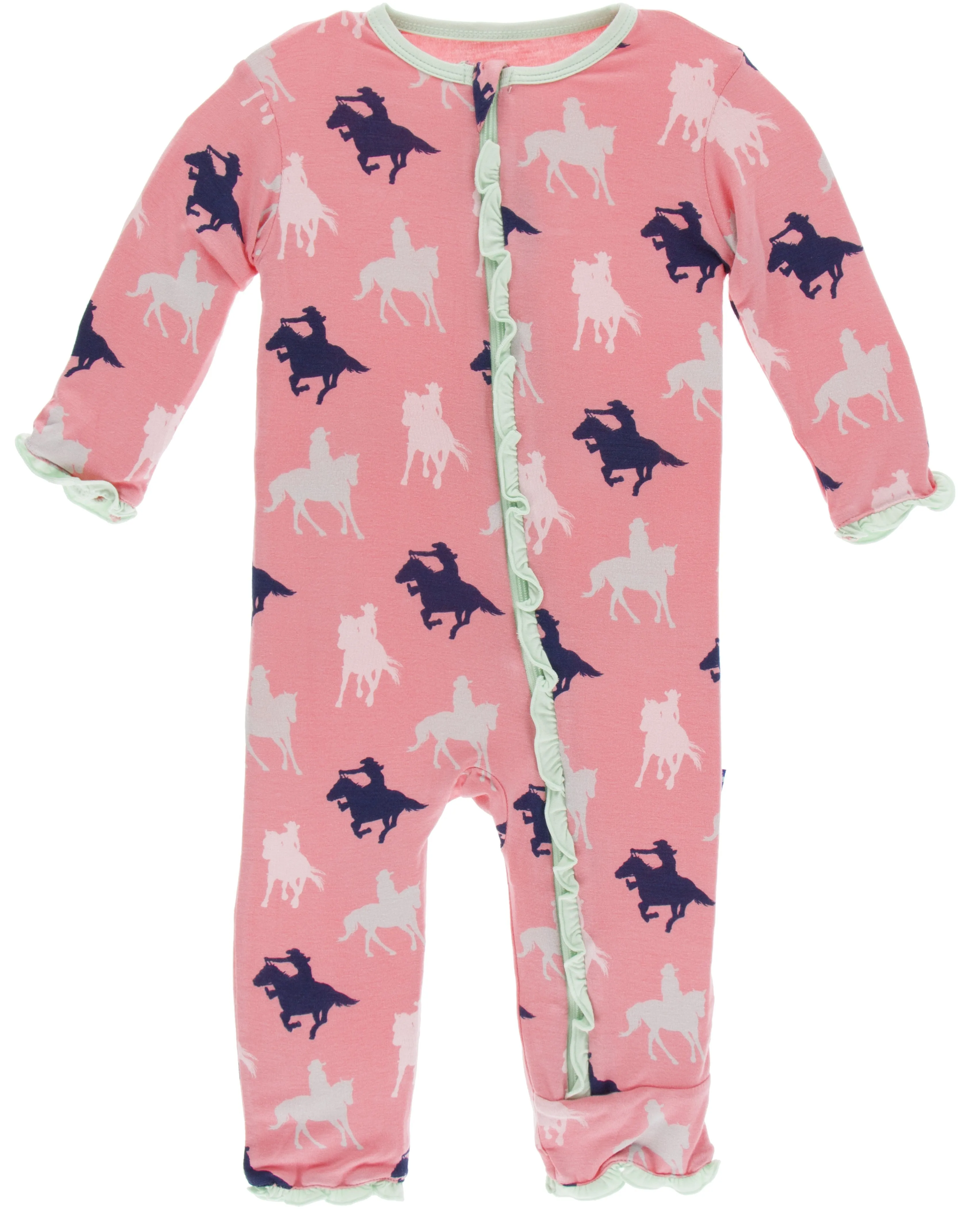 KicKee Pants Strawberry Cowgirl Muffin Ruffle Coverall with Zipper