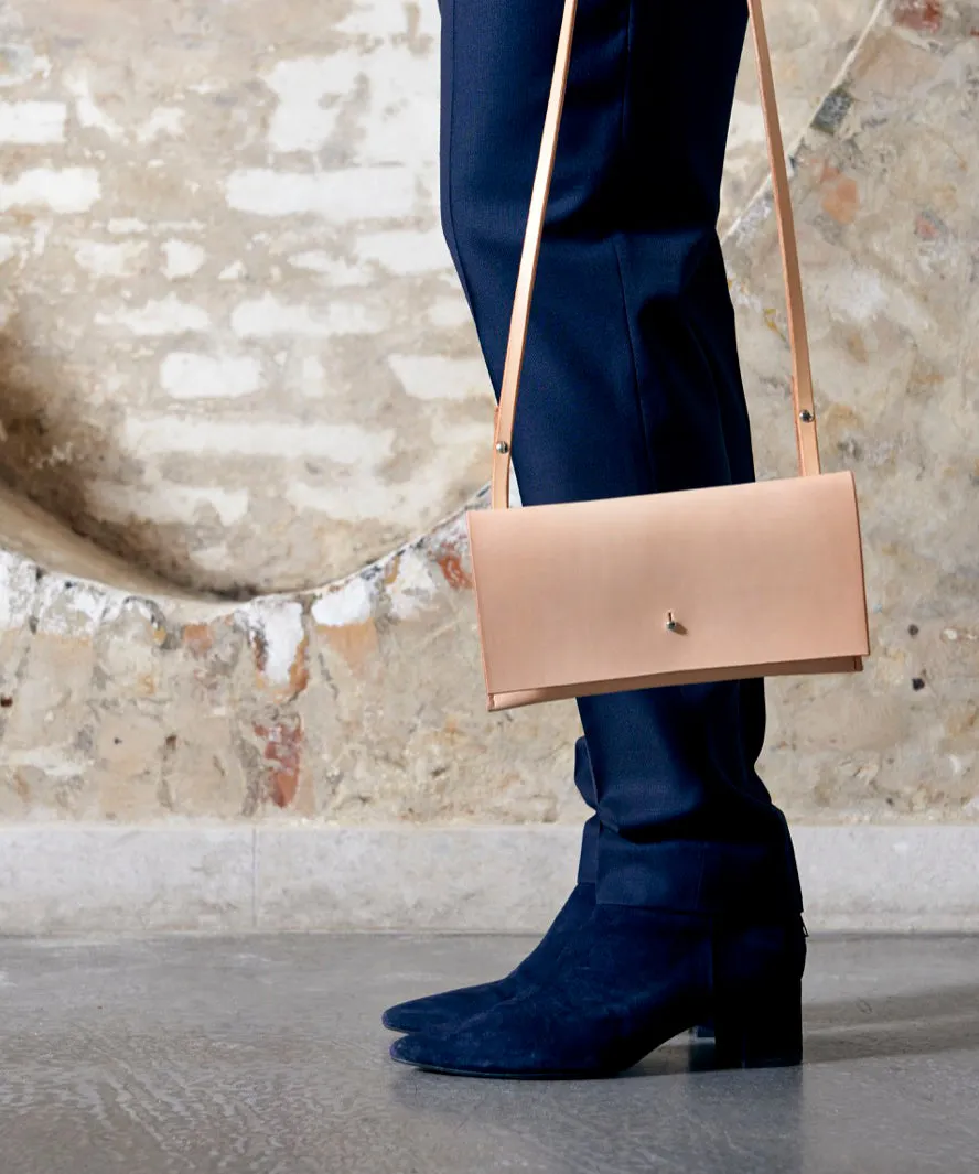 Leather clutch & shoulder bag: RIGMOR MINI (natural)