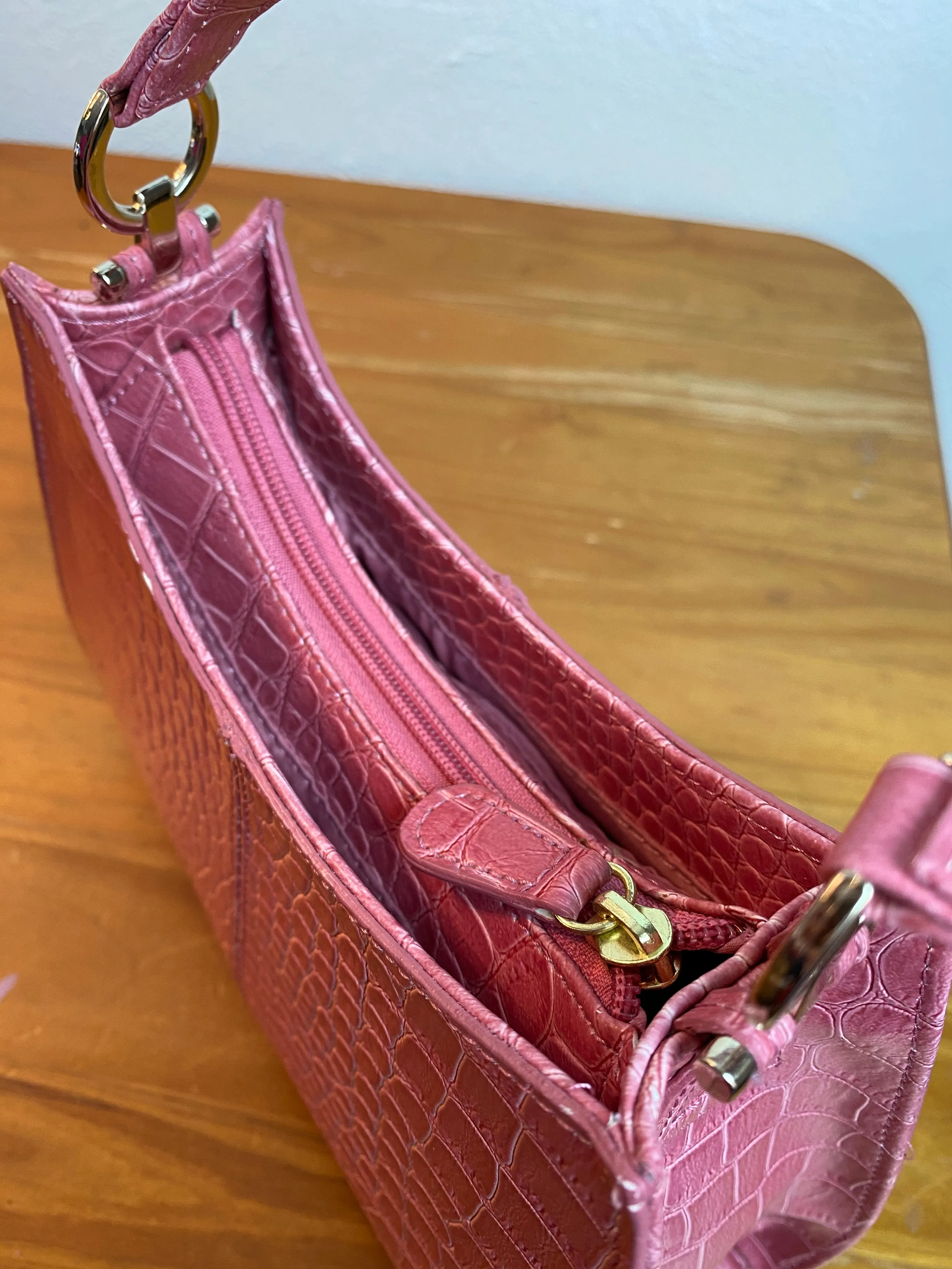 Liz Claiborne Pink Faux Croc Handbag
