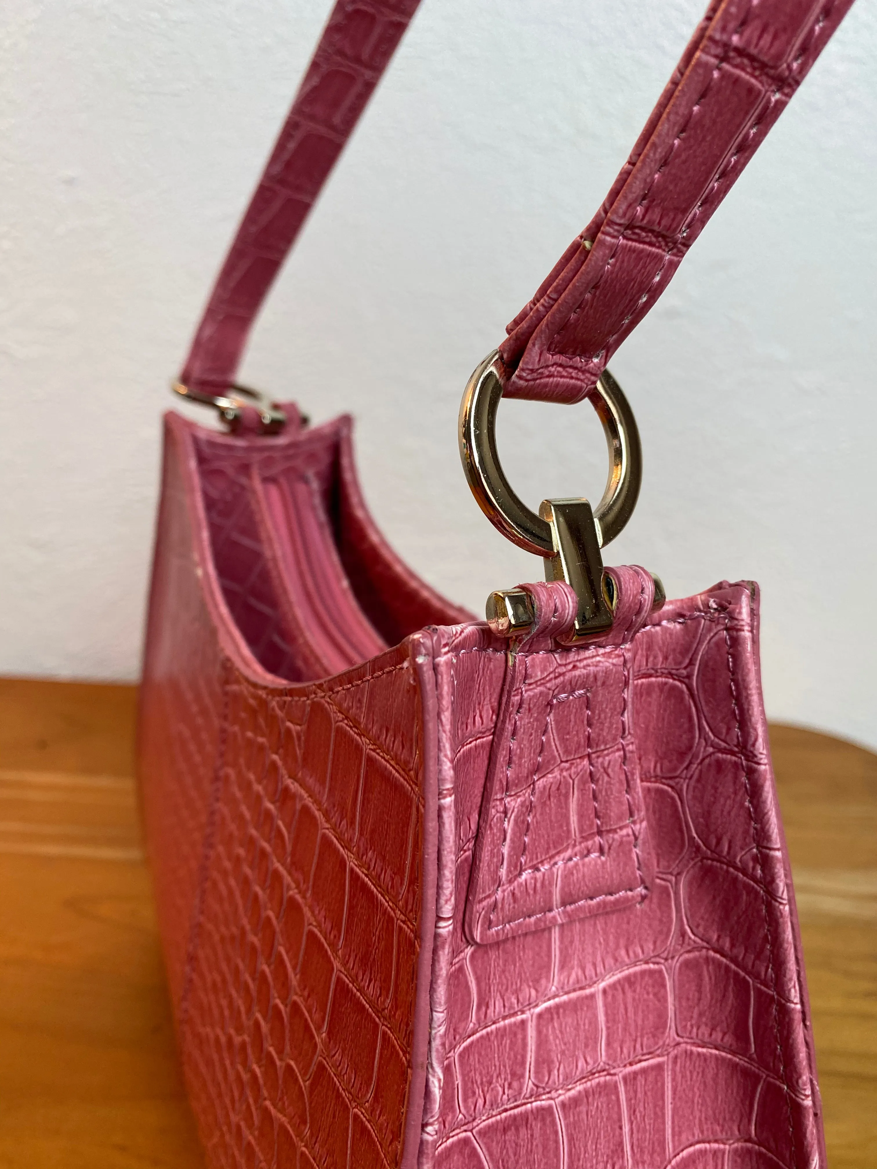 Liz Claiborne Pink Faux Croc Handbag