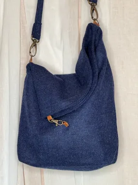 Ludford Slouch Bag - Marine Blue British Tweed