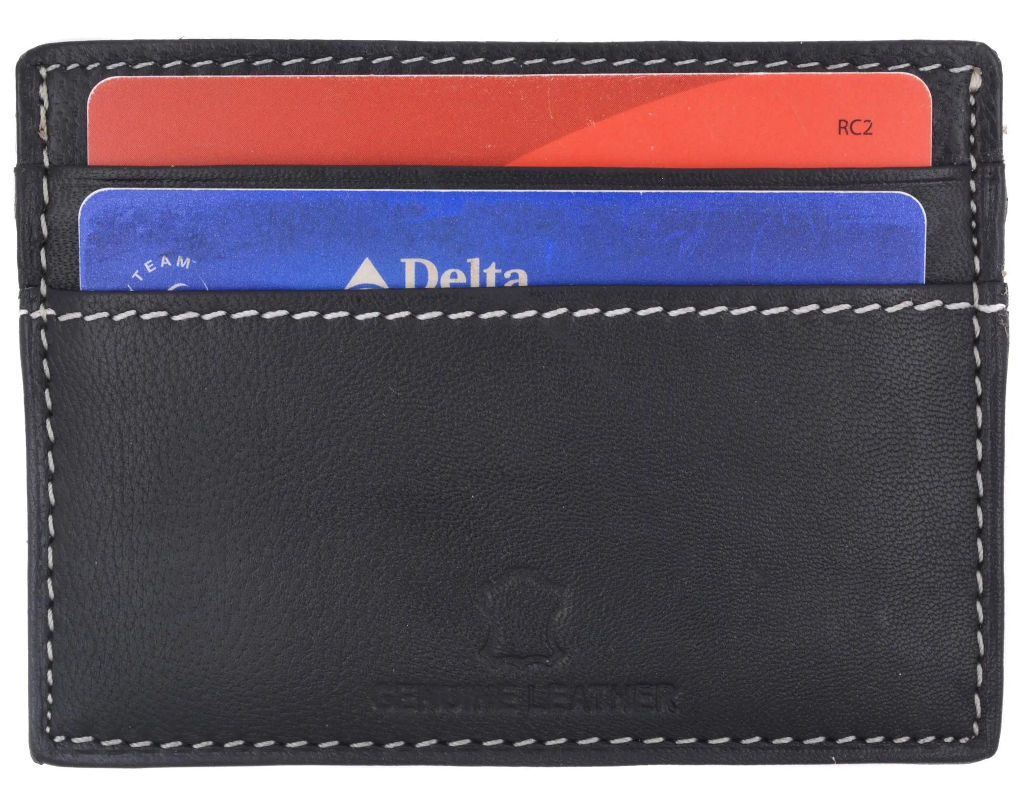 Mens Slim Leather Wallet Card Holder Window Credit Cash ID Pocket Thin Minimal