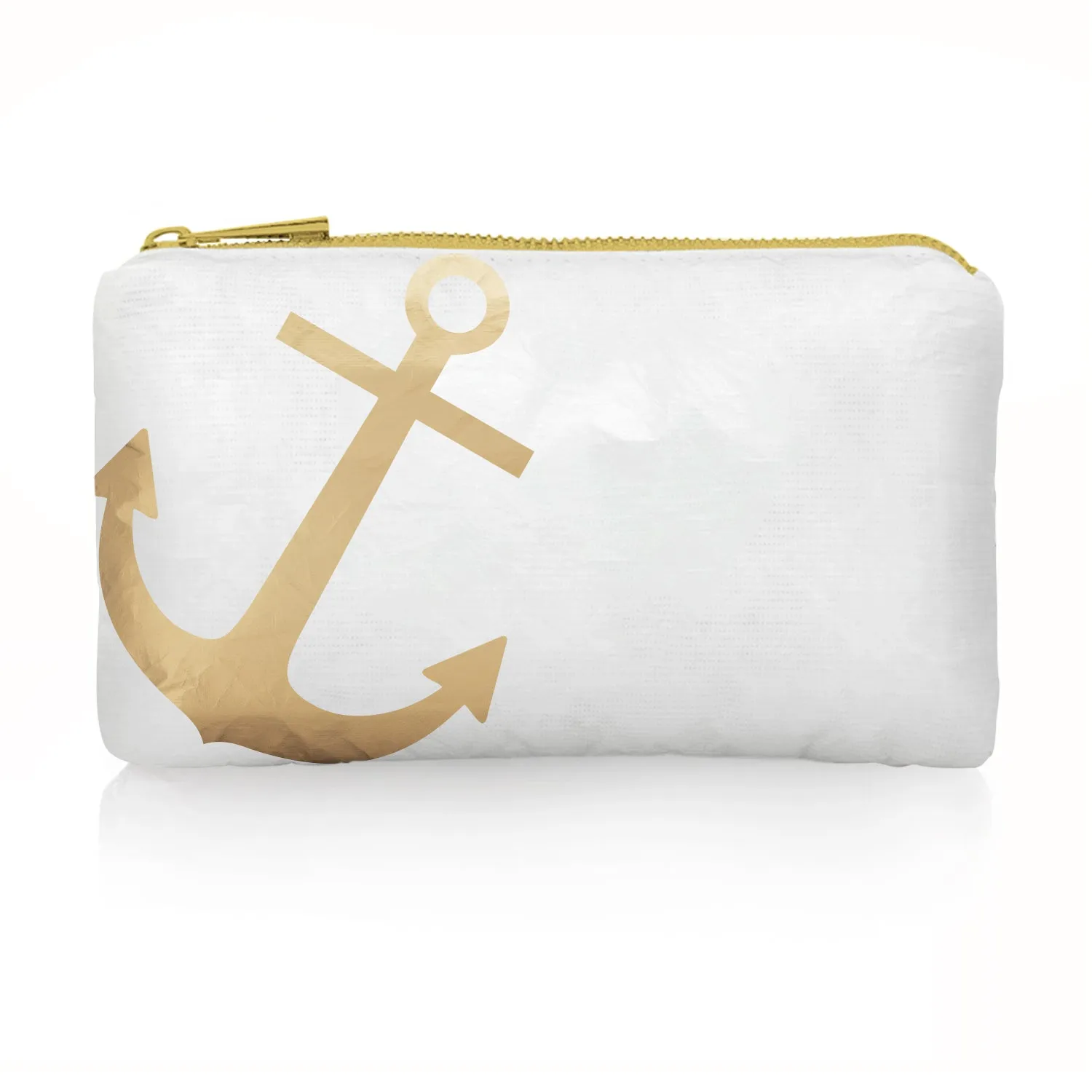 Mini Zipper Pack - “Anchors Aweigh” Shimmer White with Gold Anchor