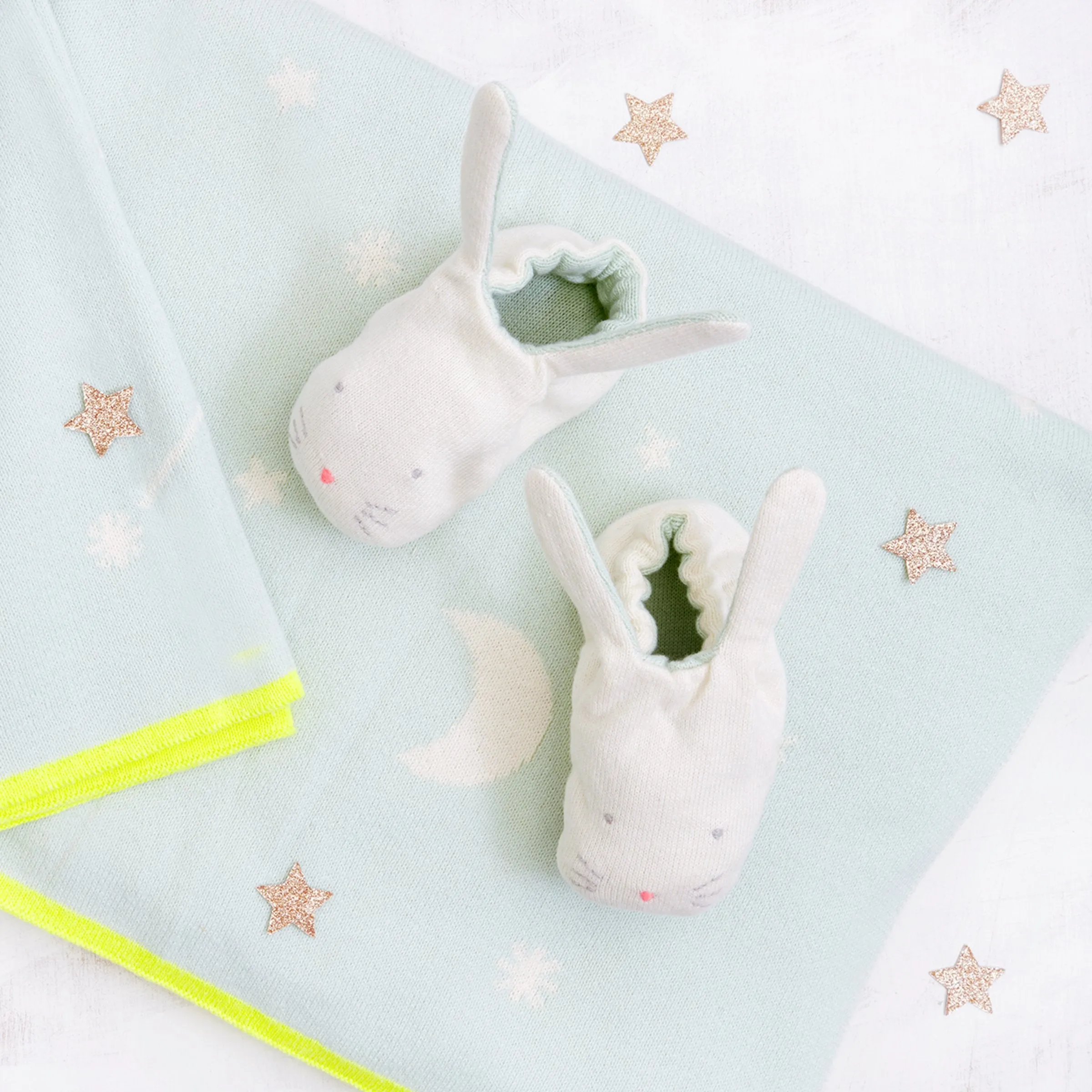 Mint Bunny Baby Booties