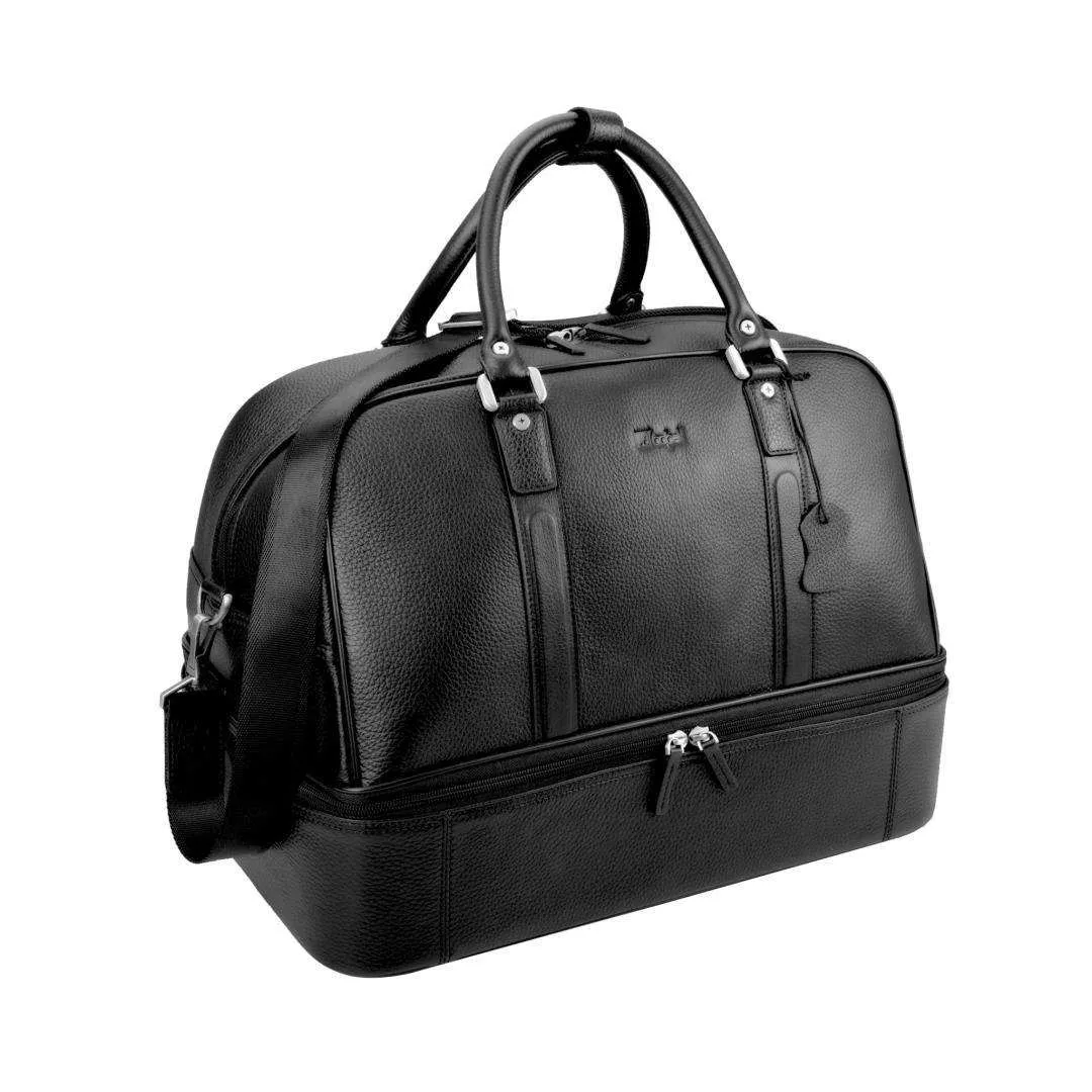 Mirelle Genuine Leather - President Double Decker Golf Bag - Shoe Compartment - Black