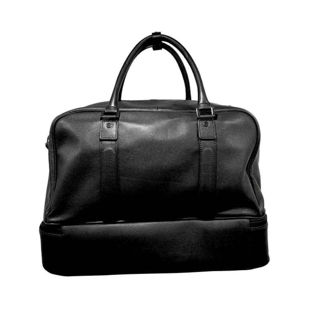 Mirelle Genuine Leather - President Double Decker Golf Bag - Shoe Compartment - Black
