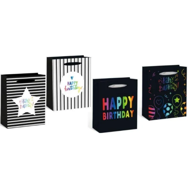 Multi-Colour Birthday Design Large Gift Bag - 26cm x 32cm x 12.5cm