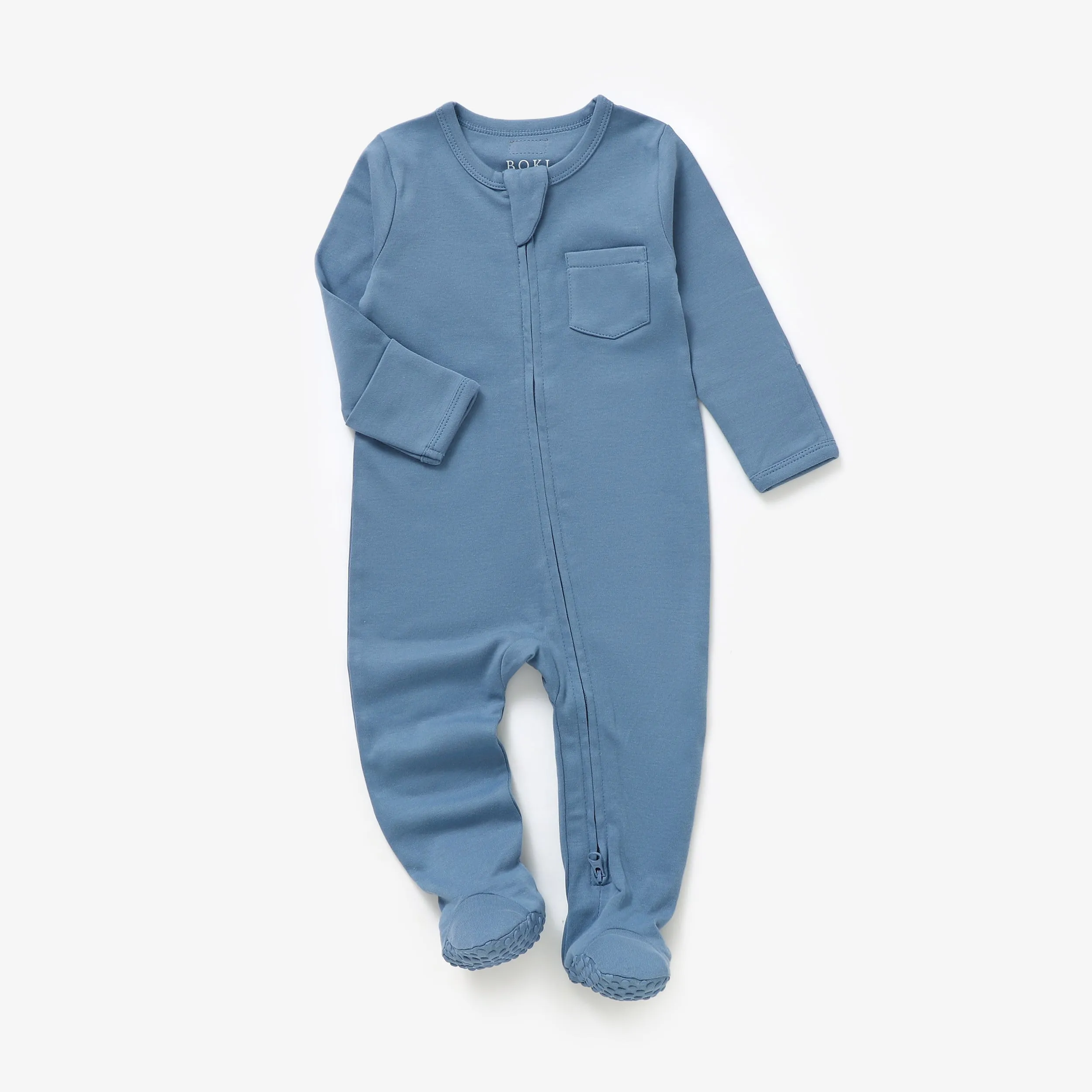 Organic Cotton Zipsuit with Footies & Mittens | Sky Blue