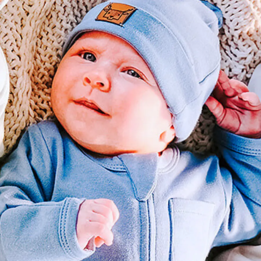 Organic Cotton Zipsuit with Footies & Mittens | Sky Blue