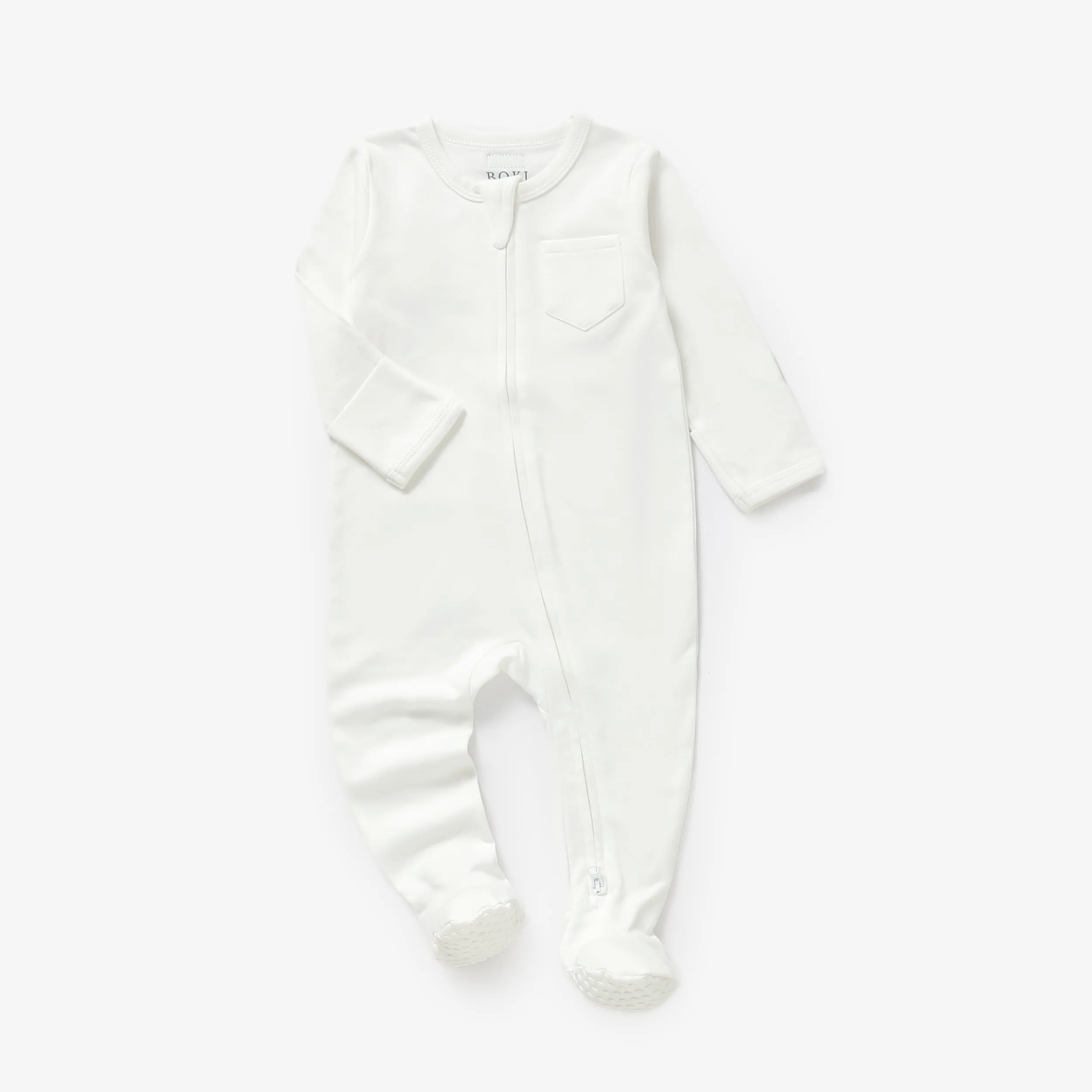 Organic Cotton Zipsuit with Footies & Mittens | White