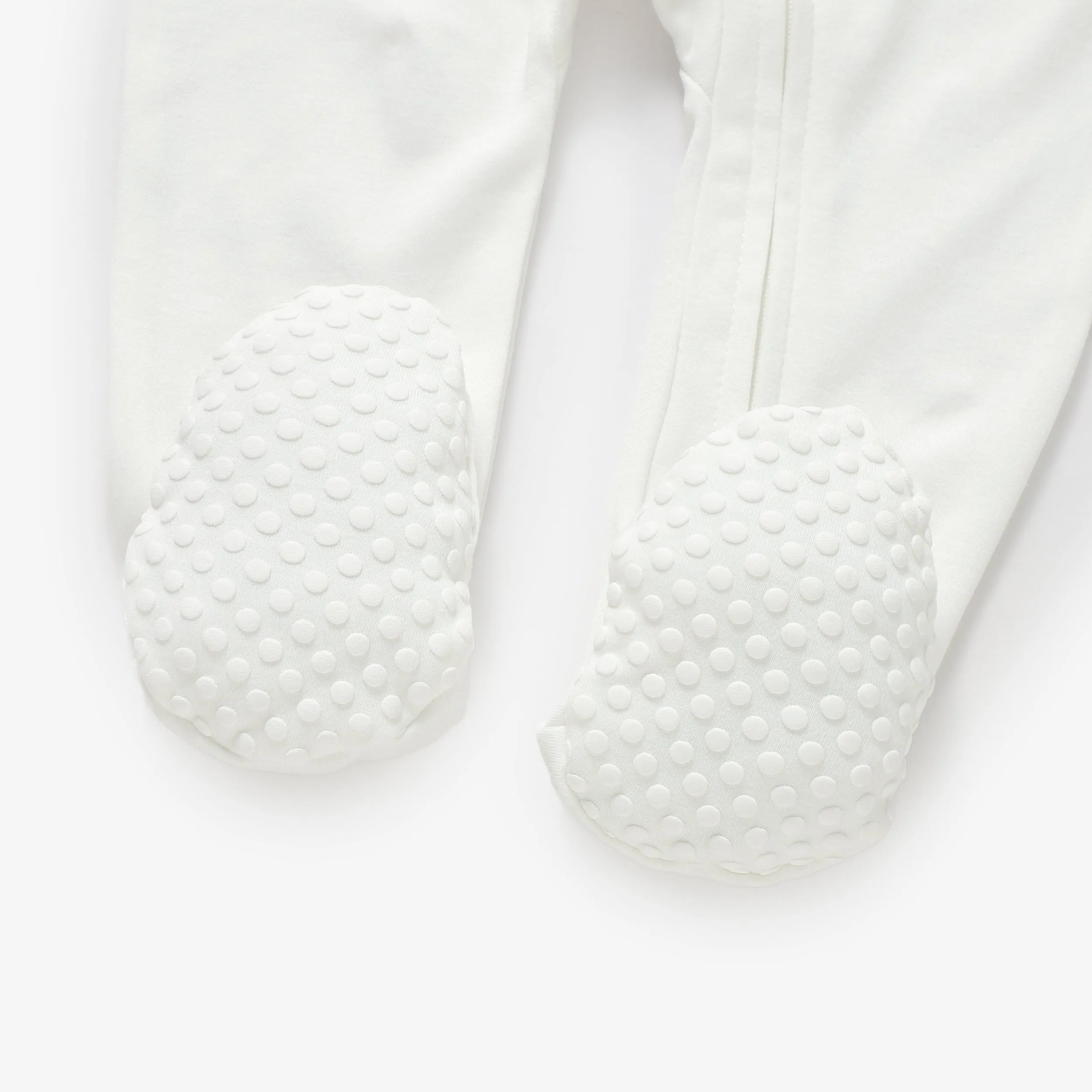 Organic Cotton Zipsuit with Footies & Mittens | White