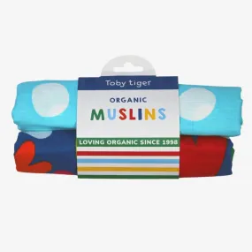 Organic Heart Print Muslin 2-Pack