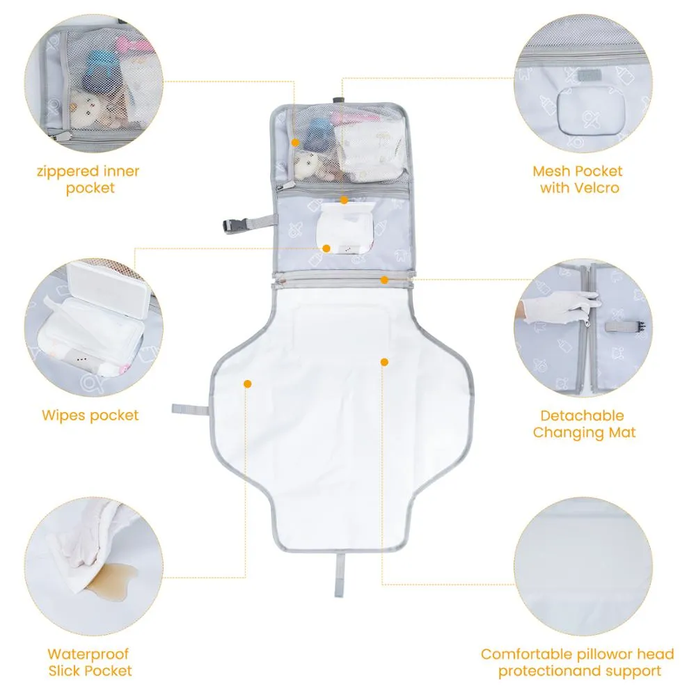 Outdoor Baby Changing Mat Portable Infant Diaper Changing Pad Newborn Multifunction Changing Cover Waterproof Diaper Storage Bag