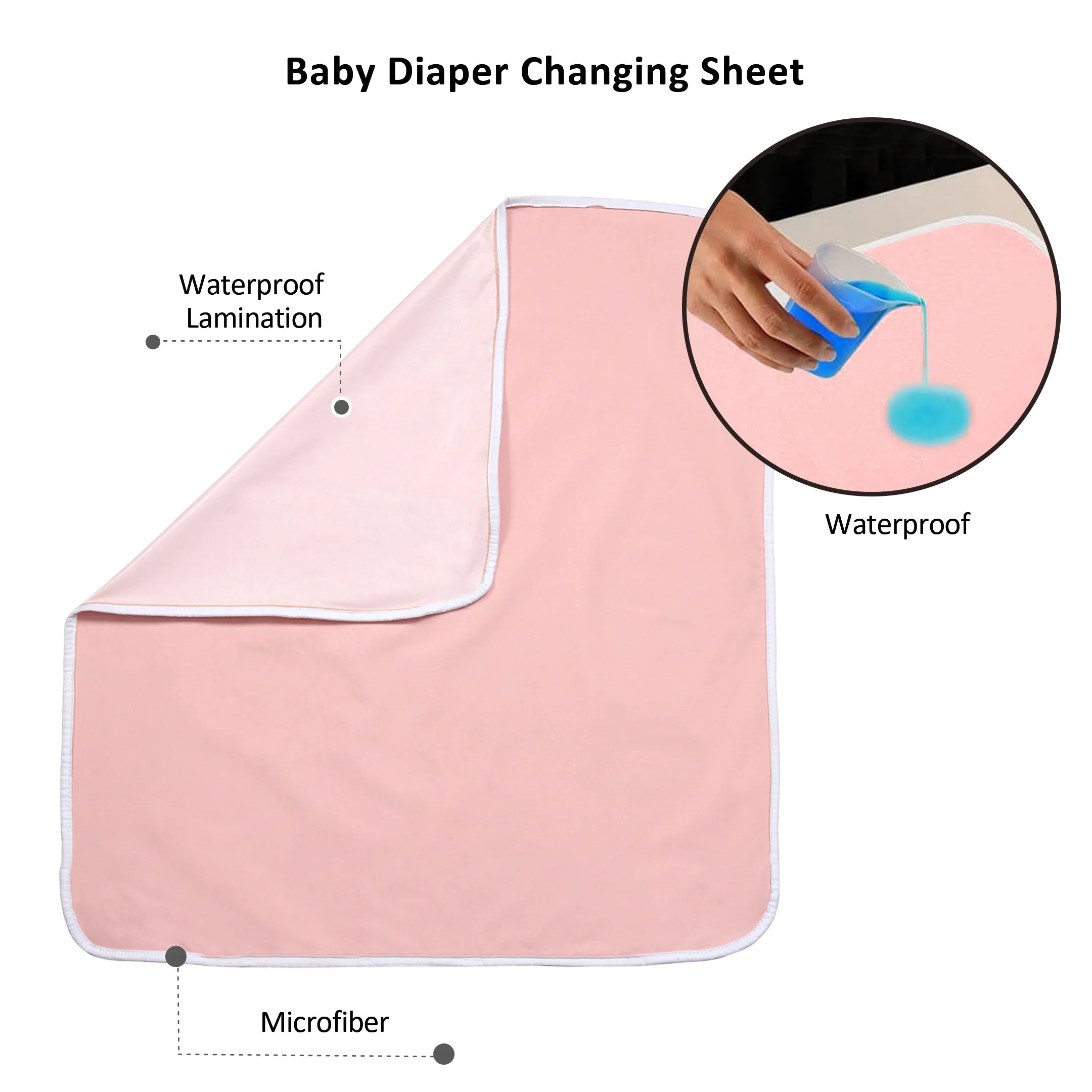 Plain Pink Baby Diaper Changing Sheet