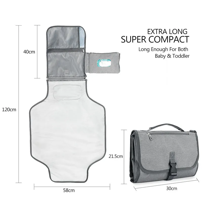 Portable Folding Waterproof Grey Multifunctional Baby Diaper Bag