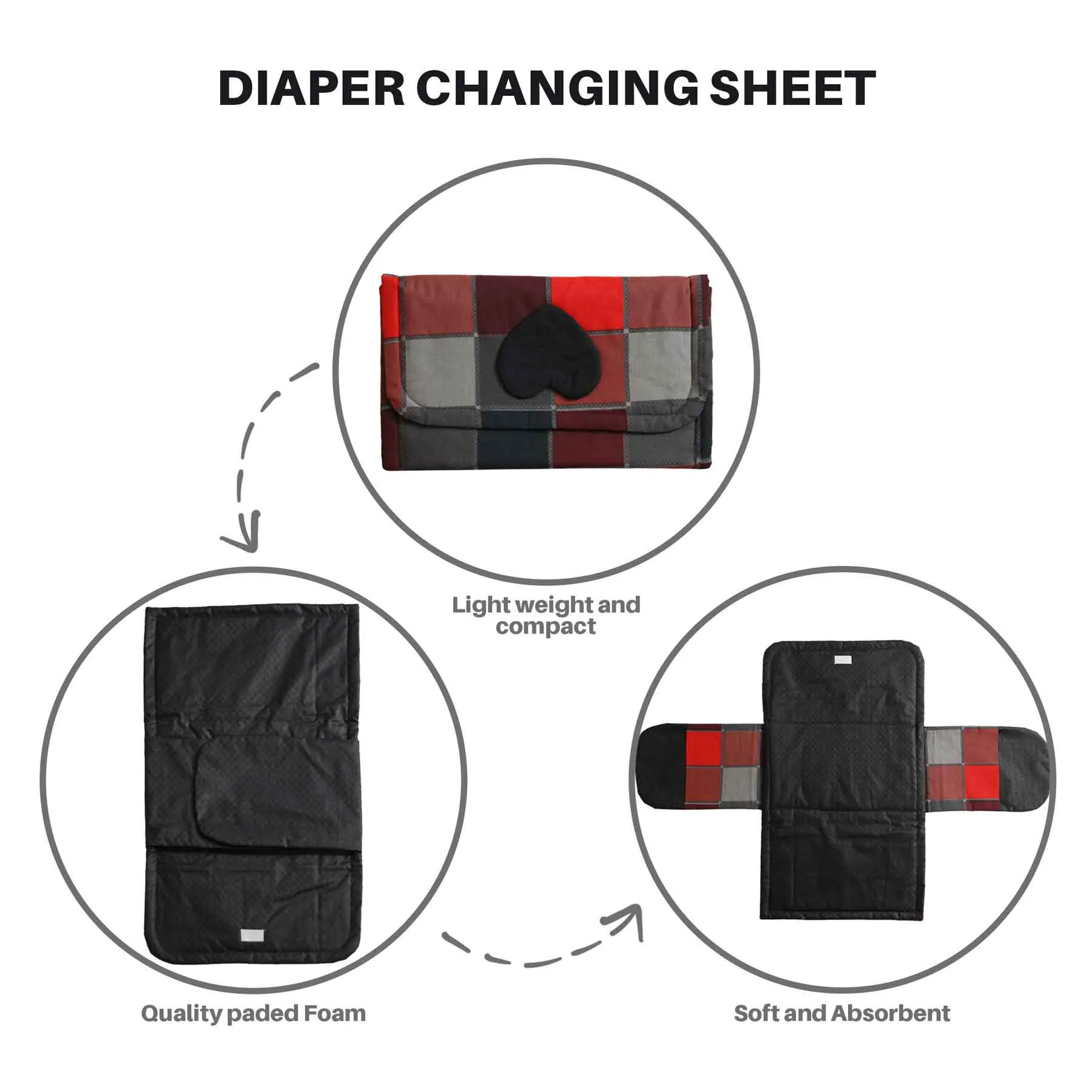 Red & Black Blocks Baby Diaper Changing Sheet
