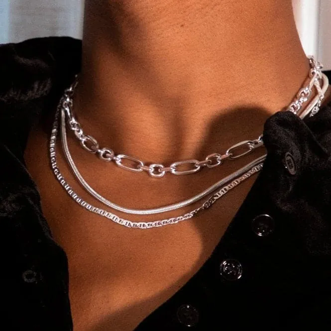 Round Snake Chain 18ct Gold Plated Necklace RN06_SLV