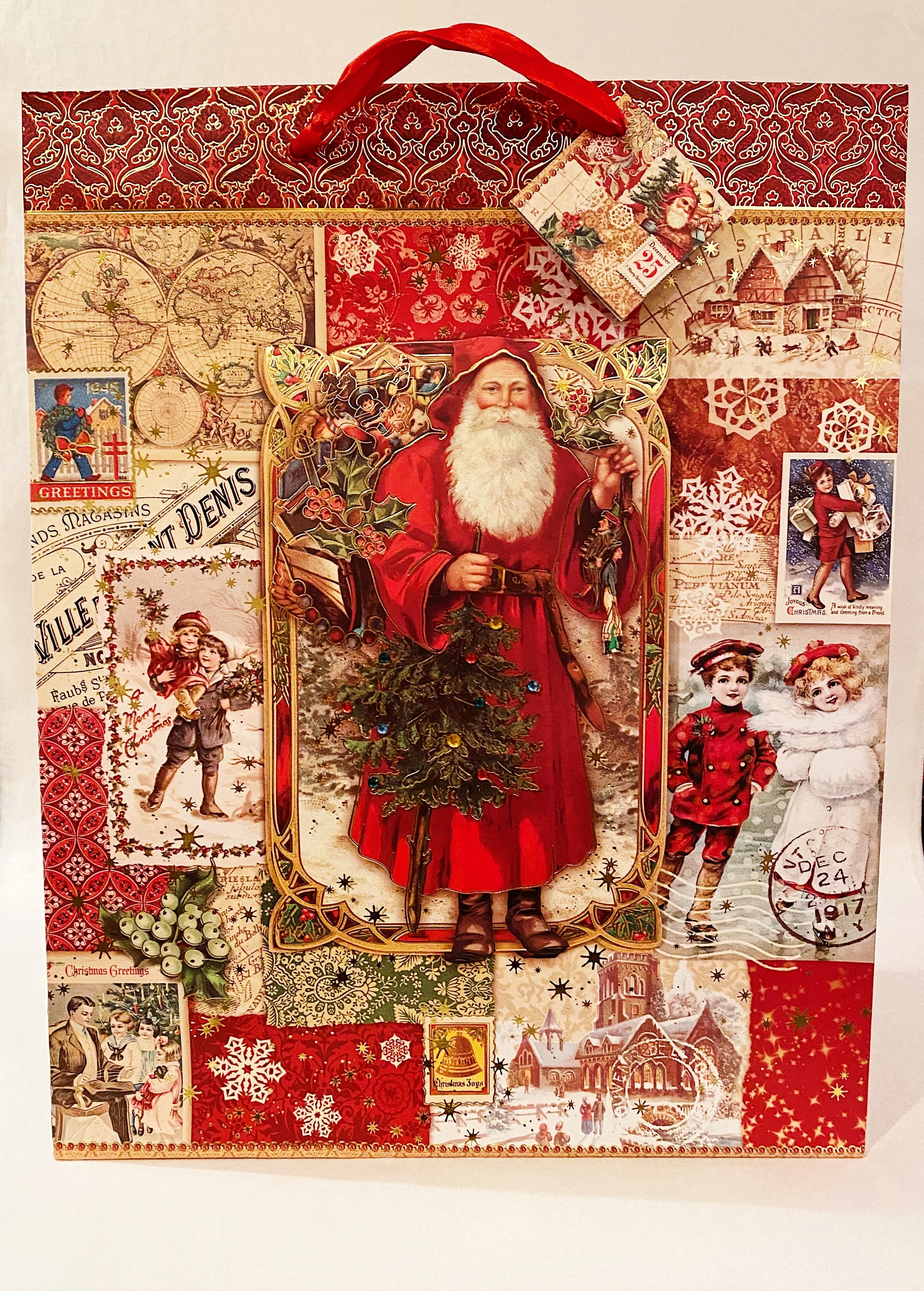 Santa Holiday Gift Bag Set of 2