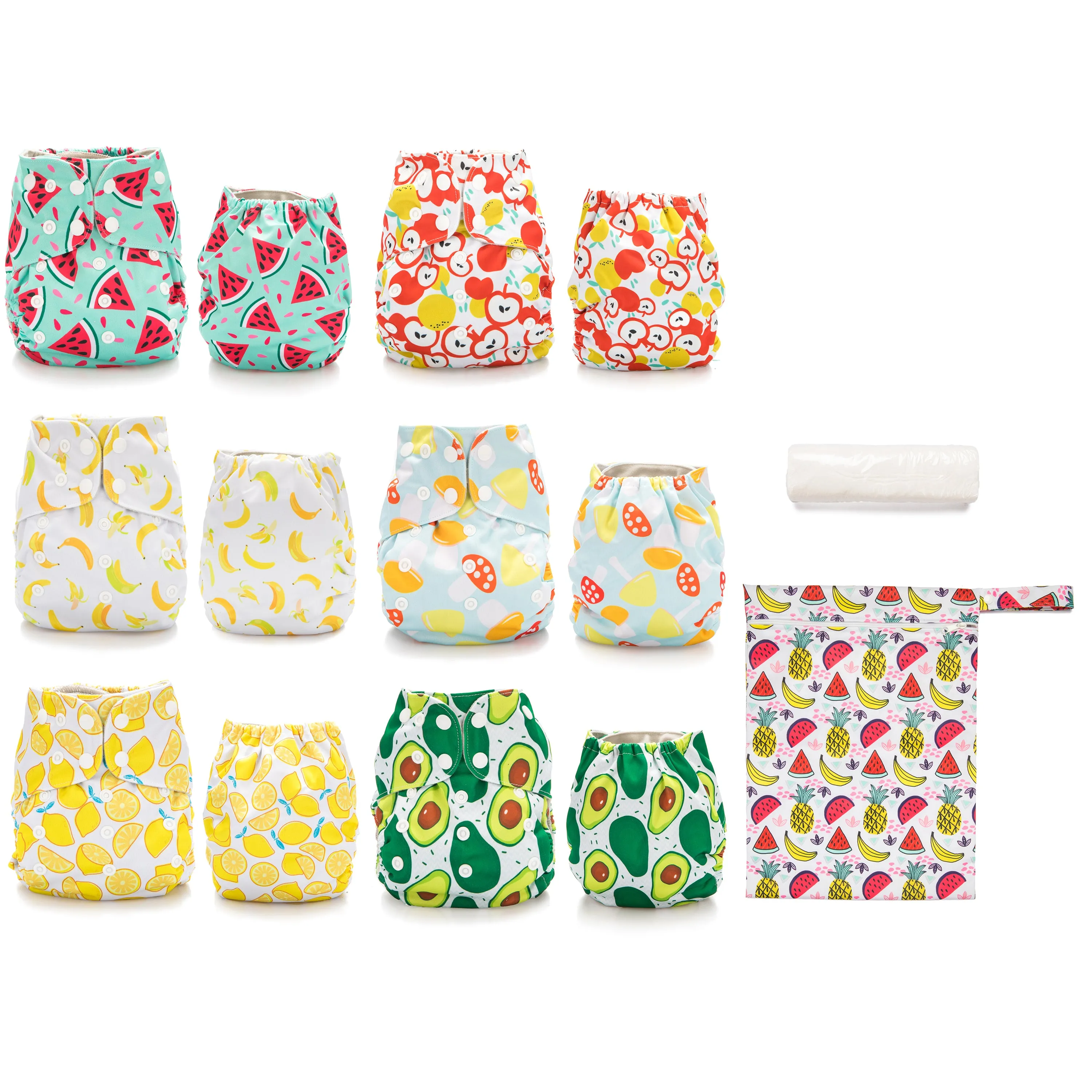 Simple Being Foodie Print Unisex Reusable Baby Cloth Diapers