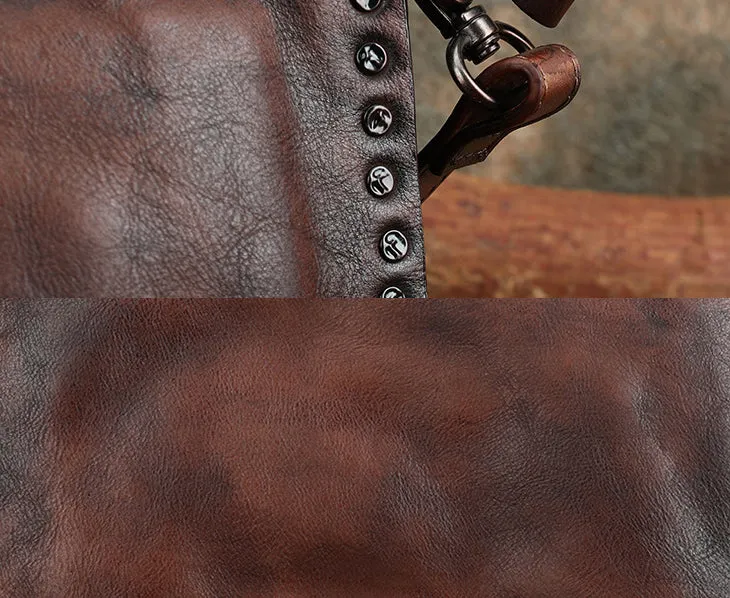 Small Womens Rivet Leather Over The Shoulder Bag Western Crossbody Purse