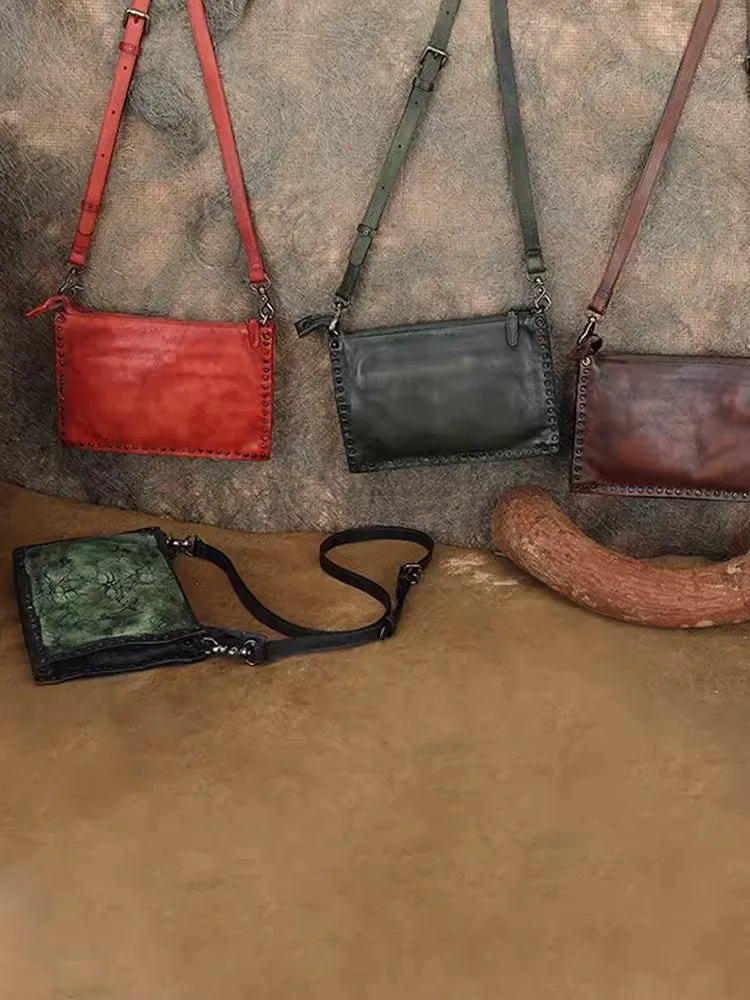 Small Womens Rivet Leather Over The Shoulder Bag Western Crossbody Purse